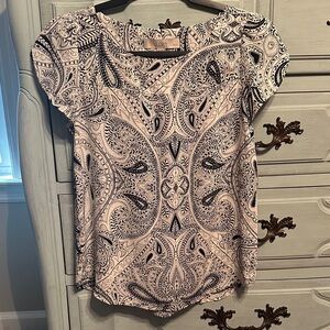 LOFT Paisley Print Blouse - Black and White